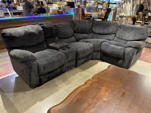 Charcoal Grey L-Shaped Manual Recliner Sectional w/ Storage Console