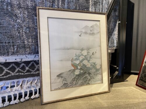 Framed Lithograph of "Flowers and Birds in a Spring Landscape"