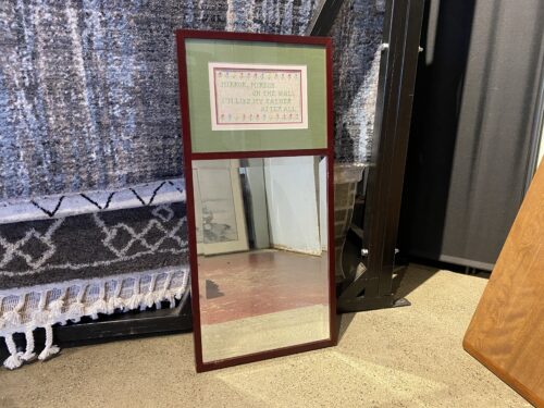 Two Panel Mirror and Cross Stitch with "Mirror Mirror On The Wall, I'm Like My Father After All"