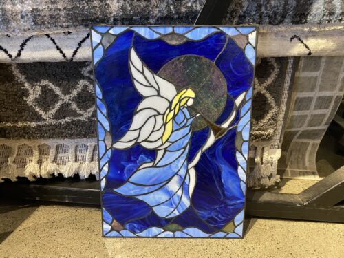 Trumpeting Angel Stained Glass Style Window Panel