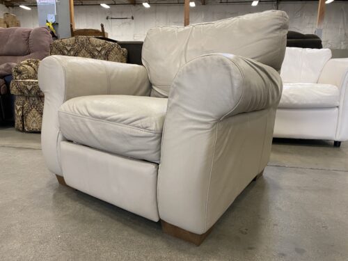 Beige Leather Soft Push Back Recliner