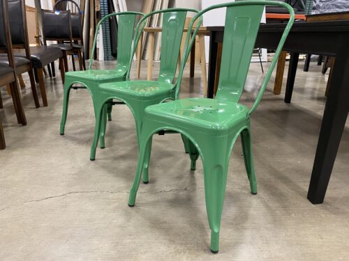 Kelly Green Metal Schoolhouse Style Dining Chairs  (Set of 3)