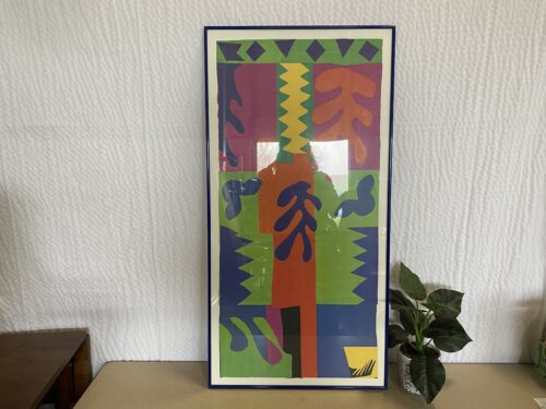 Vibrant Graphic Art Print in Cobalt Blue Frame