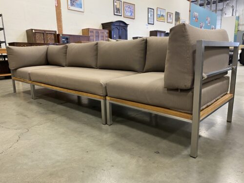 3 Piece Outdoor Set with Metal and Wooden Accent Base