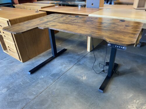 Adjustable Wooden Standing Desk with Black Metal Base