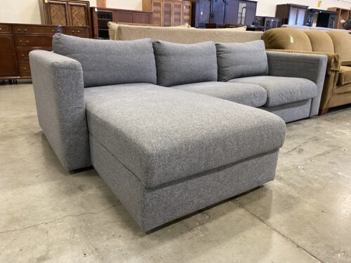 Grey Woven L-Shaped Sectional