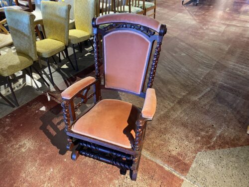 Antique Walnut Rope Twist Platform Rocking Chair