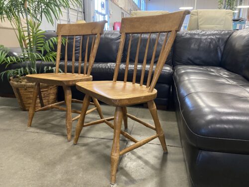 NICHOLS & STONE Vintage Wooden Shaker Spindle Back Chairs (Set of 2)