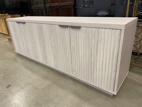 Light Wooden Media Stand with Wavy Front Cabinets