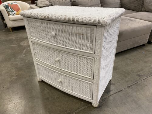 White Wicker Petite 3 Drawer Dresser
