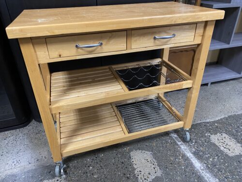 Blonde Rolling Kitchen Island