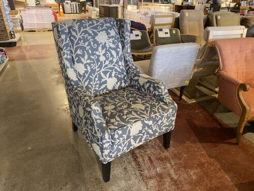 JONATHAN LOUIS Blue and Off White Metropolitan Wingback Chair