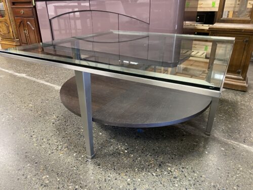 Modern Glass Top Square Coffee Table w/ Chrome Legs