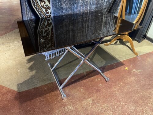 Adjustable Rolling Glass Table