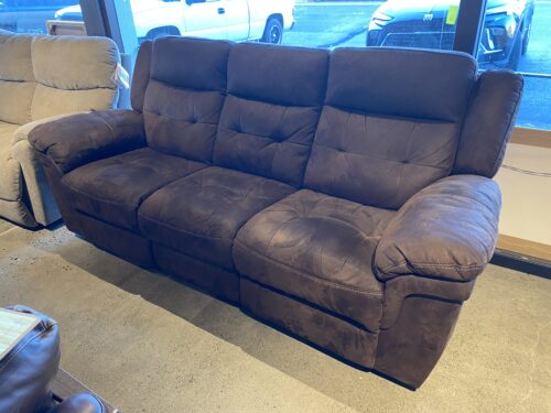 Three Seater Dark Brown Power Reclining Sofa