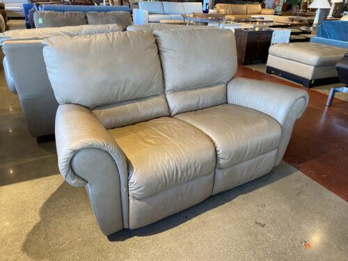 NATUZZI Tan Leather Recliner 66" Loveseat