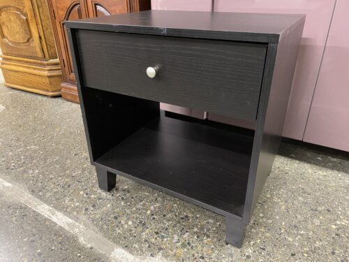 Black Finish Open Nightstand w/ Drawer