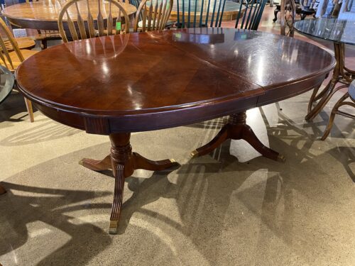 Double Pedestal Base Oval Dining Table