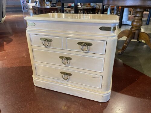 CTH SHERRILL OCCASIONAL Cream Colored Nightstand with Brass Hardware