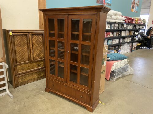 Cherry Finish Large China Hutch with Glass Shelving