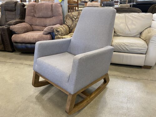 Modern Grey Rocker with Wooden Base