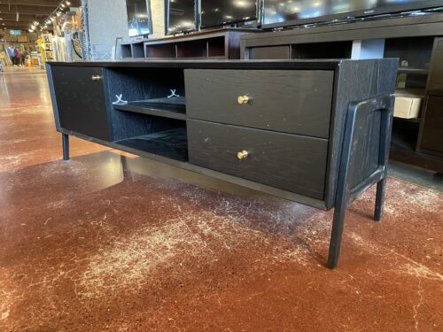 Modern Black Ash TV Stand with Two Drawers and a Cabinet