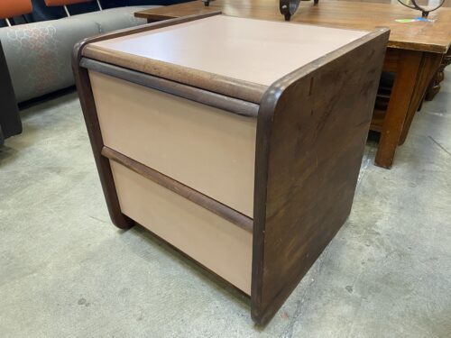 NORTHLAND FURNITURE CO. Petal Pink and Dark Wood 2 Drawer Nightstand