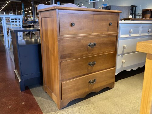 Warm Tone 4-Drawer False Front Dresser