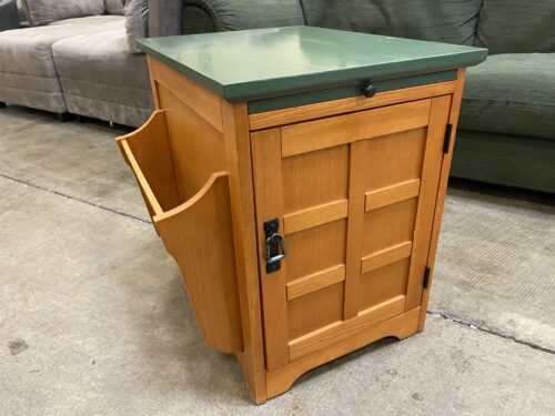Mission Style Cabinet End Table with Pull Out Tray and Magazine Rack