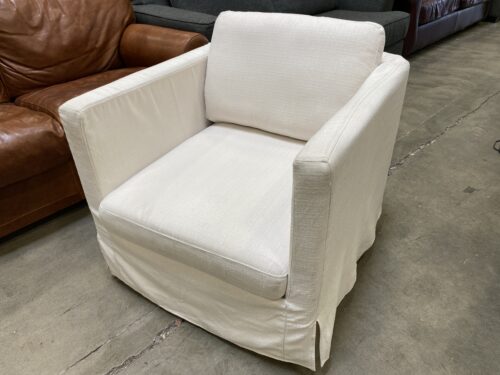 LIVING STYLE Box Shaped Swiveling Accent Chair with Removable Cream Cover
