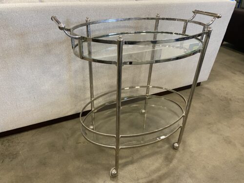 Chrome Finish Metal and Glass 2 Tier Bar Cart