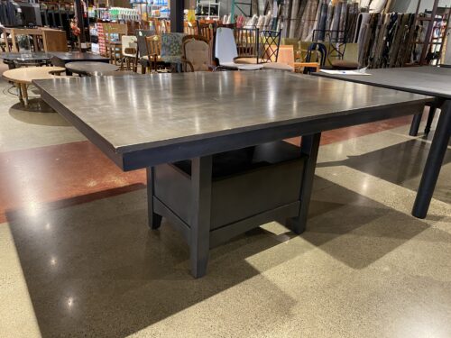 Dark Grey Dining Table with Pedestal Storage