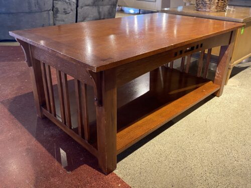 Warm Tone Rectangular Coffee Table w/ Bowtie Details