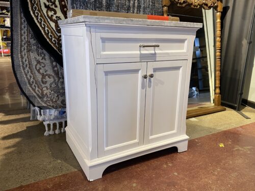 ALLEN+ROTH Roveland 30" Carrara Marble White Sink Cabinet w/ Backsplash