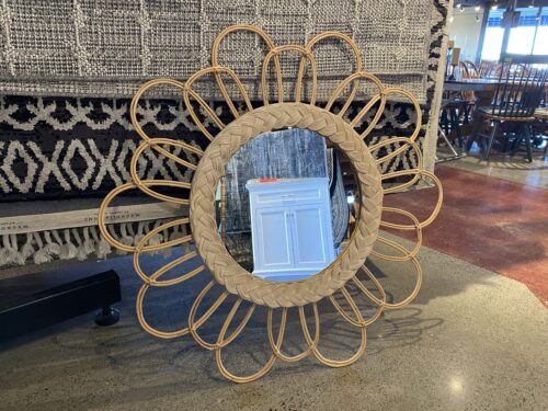 Lashed Wicker Flower Wall Mirror
