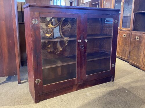 Shallow Rustic Glass Door Cabinet
