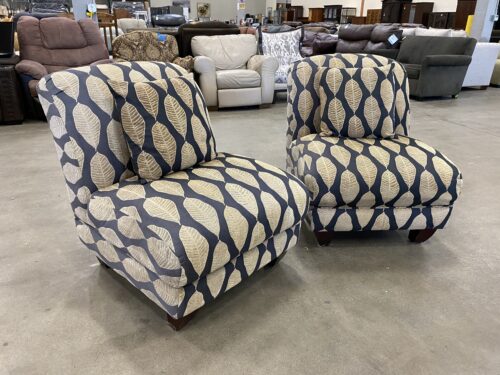 EMERALD HOME FURNISHINGS Leaf Design Black and Beige Armless Accent Chair (Set of 2)