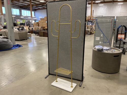 Gold Tone Cactus Shaped Coat Rack with White Stone Base