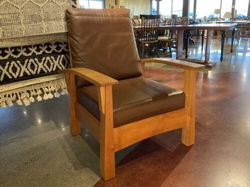 Stickley Style Adjustable Angle Leather Cushion Armchair
