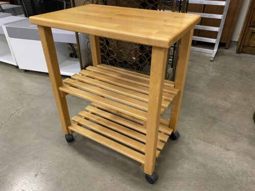 WHITTIER Light Wood 3 Tier Rolling Cart