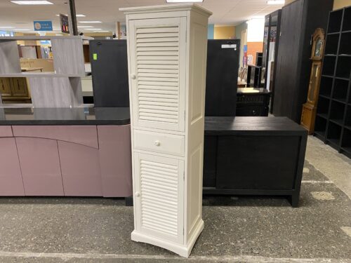 PIER 1 Tall White Storage Chest w/ Slatted Doors