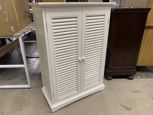 PIER 1 Low White Storage Cabinet w/ Slatted Doors