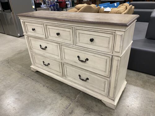 NEW CLASSIC 7 Drawer "Anastasia" Dresser in Antique Bisque with Jewelry Storage Drawer Insert