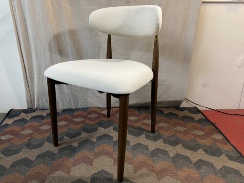 RESTORATION HARDWARE Arno White Fabric Side Chair w/ Brown & Bronze Frame