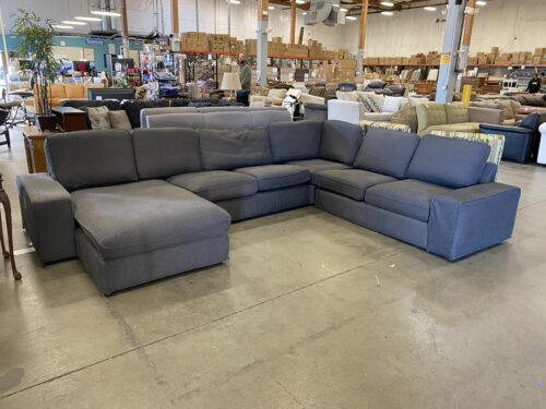 IKEA Kivik Heathered Dark Grey Fabric 4 Piece Sectional Sofa with Chaise