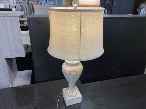 Distressed White Traditional Table Lamp w/ White Shade