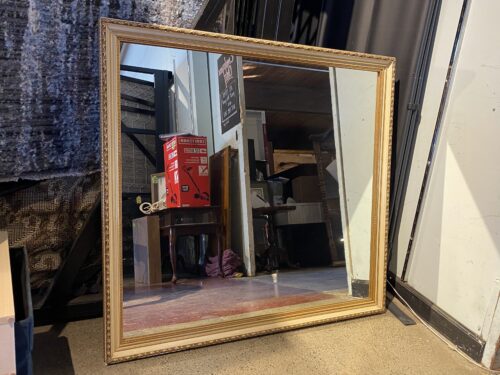 Hefty Nearly Square Gold Framed Wall Mirror