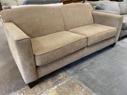 Brown & Beige Patterned Fabric Sofa