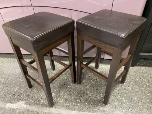 POTTERY BARN Chocolate Upholstered Counter Stool w/ Dark Brown Legs (Set of 2)