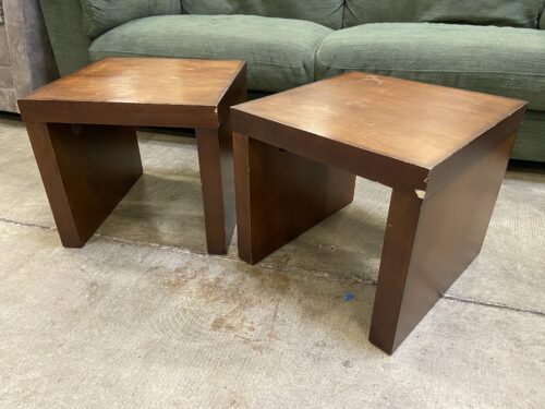 Dark Finished Wooden Modern U-Shaped Accent Table (Set of 2)